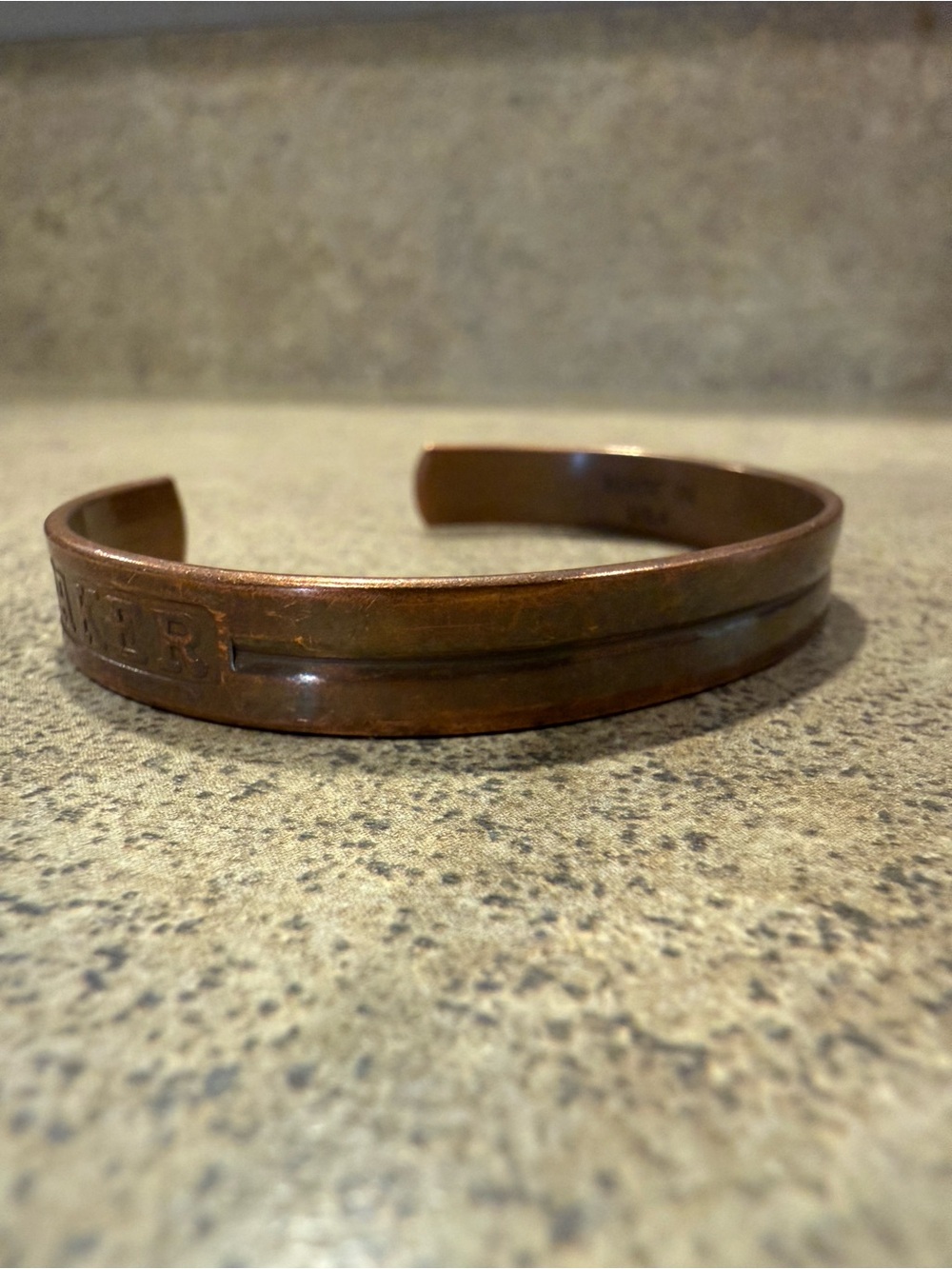 Vintage Baker Double Line Groove Copper Cuff Bracelet Made in the USA